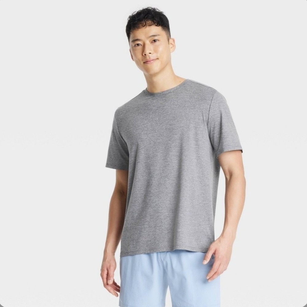 All in Motion Mens Soft Stretch T-Shirt Heather Gray Large UPF 50+ Quick Dry